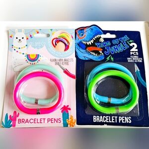 NWT 》2pks/4pcs《 FLEXIBLE VINYL BRACELET PENS O/S: BLUE, GREEN, TEAL, PINK!